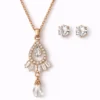 Crystal drop pendant necklace set with stud earrings for women and girls