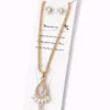 Crystal drop pendant necklace set with stud earrings for women and girls