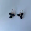 Black crystal flower earrings for women