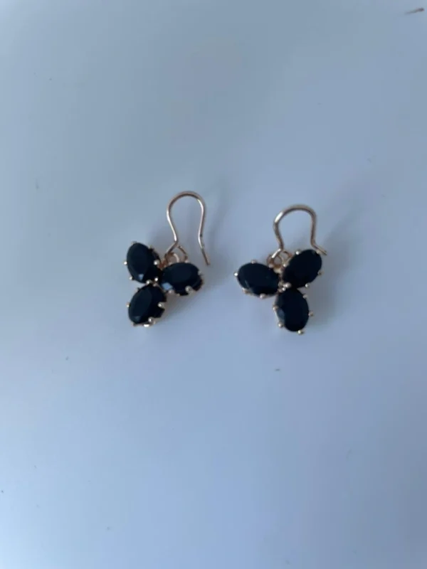 Black crystal flower earrings for women