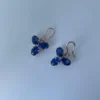 Blue crystal flower earrings for women