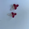 Pink crystal flower earrings for women