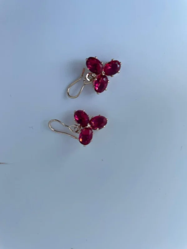 Pink crystal flower earrings for women