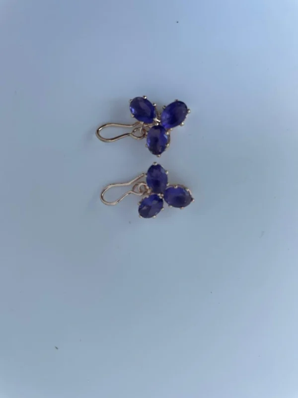 Purple crystal flower earrings for women