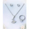Crystal jewelry set with necklace ring and earrings for women and girls