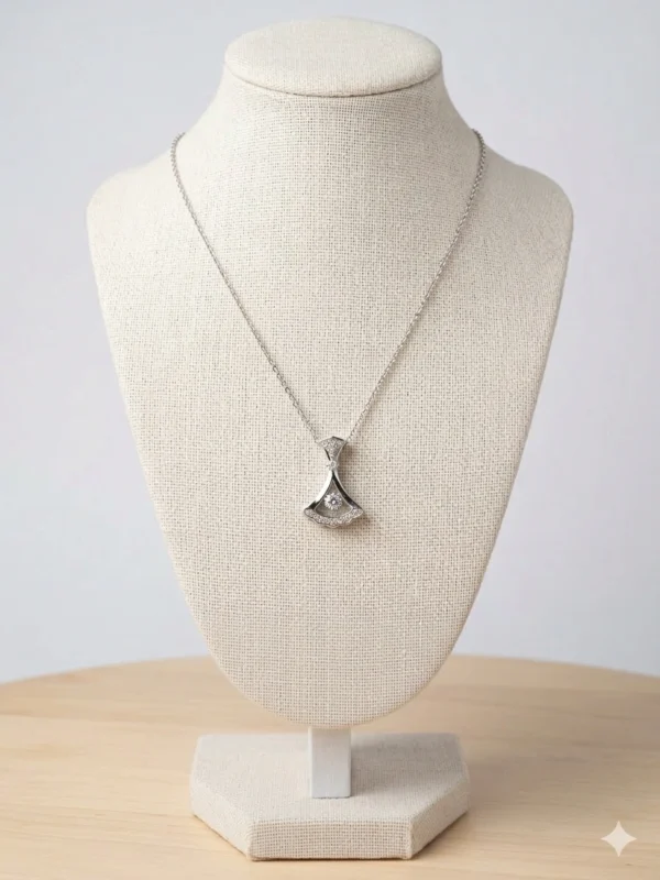 Crystal lady pendant necklace for women and girls in silver tone