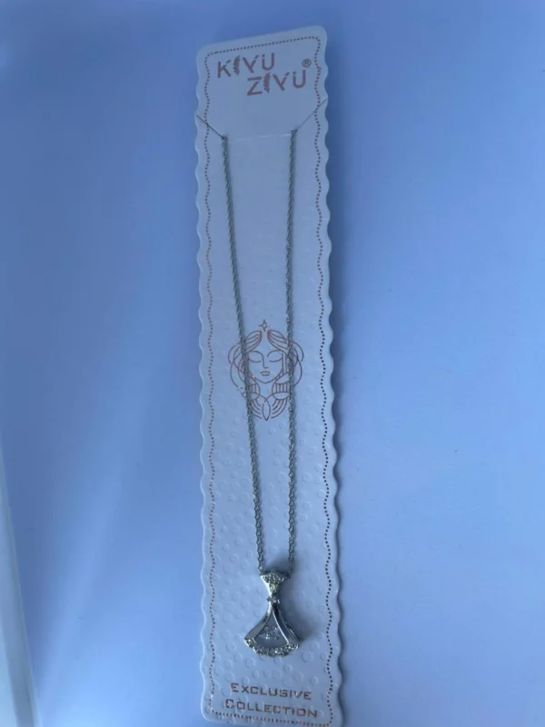 Crystal lady pendant necklace for women and girls in silver tone