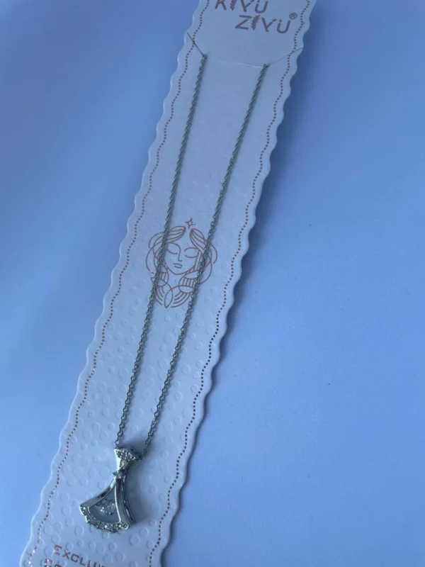 Crystal lady pendant necklace for women and girls in silver tone