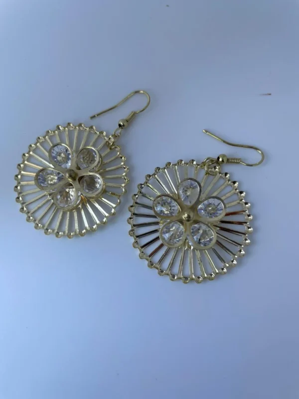 Floral crystal round earrings for women and girls