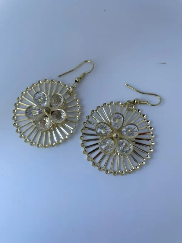 Floral crystal round earrings for women and girls