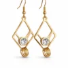 Golden color geometric crystal drop earrings for women