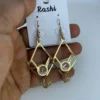 Golden color geometric crystal drop earrings for women