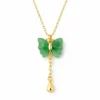 Green butterfly pendant necklace for women and girls