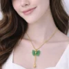 Green butterfly pendant necklace for women and girls