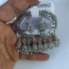 oxidised silver chandbali jhumka earrings for women