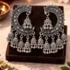 oxidised silver chandbali jhumka earrings for women
