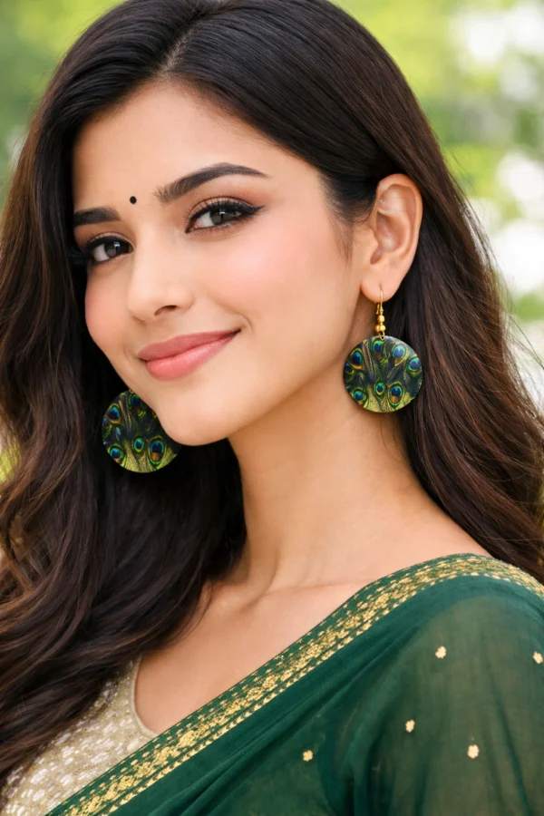 Peacock design round earrings for women and girls