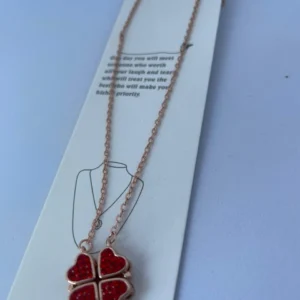 2 in 1 Heart Clover Pendant Necklace for Women & Girls