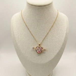 Crystal Heart Arrow Pendant Necklace for Women & Girls